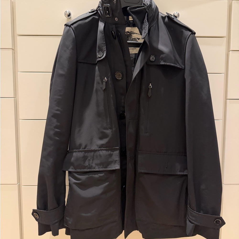 Men's Burberry Black Field Jacket - Classic Utility Coat